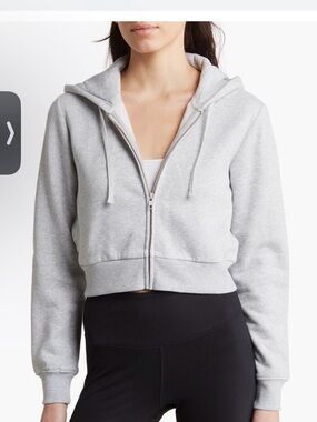 Abound Light Gray Cropped Zip Hoodie
